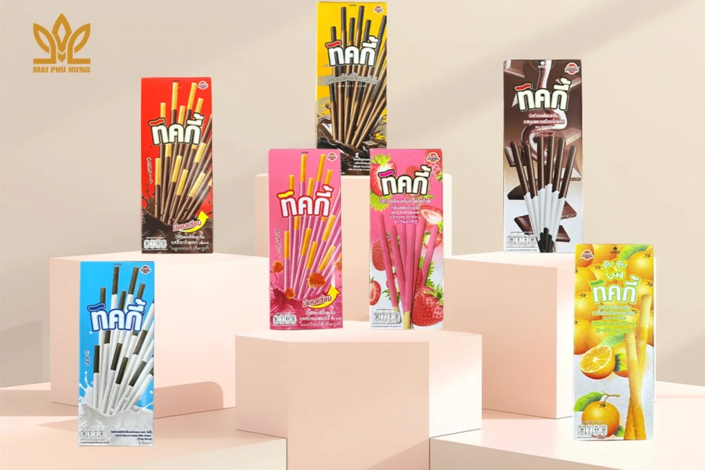 Ăn Vặt Thái Lan Loại Nào Ngon? Gợi Ý Bánh Kẹo Thái Lan Được Ưa Chuộng 14 bánh que ticky các mùi vị